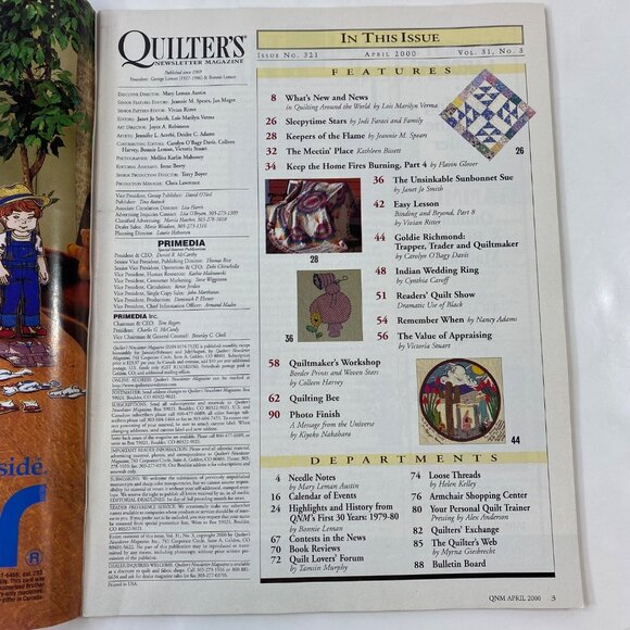Quilters Newsletter Magazine April 2000 No. 321 Edition Patterns Tip Articles - Picture 3 of 11
